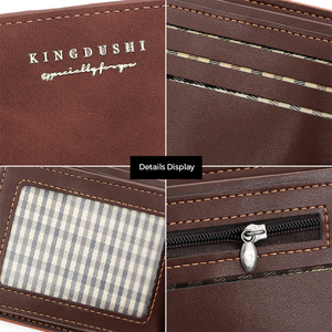 Cartera Bifold <span class=keywords><strong>de</strong></span> Cuero PU Vintage para Hombre con Bolsillo para Monedas con Cremallera, Tarjetero Retro Corto con Múltiples Ranuras, Monedero Casual Masculino - Product Image 4