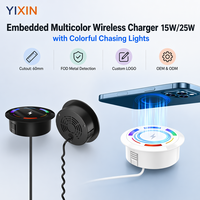 Cargador Inalámbrico YIXIN Invisible de 15W/25W para Muebles, Compatible con Orificios de Cable de 60mm, Admite Fundas para Teléfonos, Protección Inteligente con LOGO
