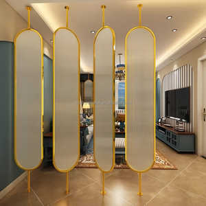 Divisor de Acero Inoxidable de Diseño Personalizado, Pantalla Metálica Ovalada con Espejo, Mampara Móvil para Oficina, <span class=keywords><strong>Villa</strong></span>, Club, Ingeniería, Decoración - Product Image 3