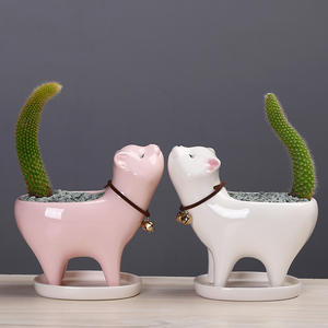 <span class=keywords><strong>Petit</strong></span> mini pot d'animaux de chat de dessin animé mignon jardinière succulente de bureau produits pour la maison intelligente produits en gros Pots de fleurs en céramique - Product Image 5