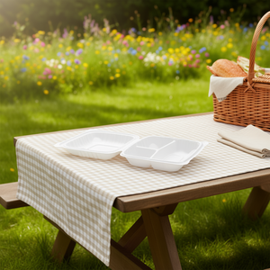 Boîte à lunch articulée EcoSmart 9x9 blanche en PP, 1 compartiment, micro-ondable avec couvercle, style décontracté - Product Image 2