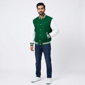 Nouvelle arrivée : veste varsity en polaire de haute qualité pour homme, avec col montant et logo sur le devant, design baseball personnalisé - Product Image 1