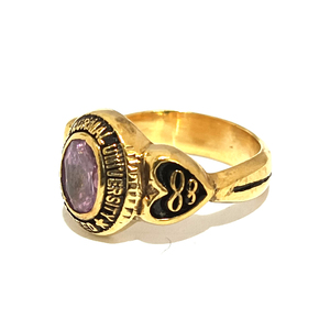 Bague de classe en acier inoxydable sur mesure de qualité supérieure |   Bague de diplôme personnalisée avec zircon |   Options de finition or et argent - Product Image 1