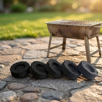 Charbon de bois rond noir pour chicha, fabriqué à la machine, allumage instantané, sans fumée, haute teneur en carbone, faible teneur en cendres, sans étincelles, pour encens et chicha