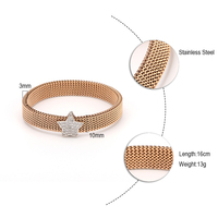Bracelet de montre en acier inoxydable pour homme, plaqué or 18 carats, sans nickel, avec breloque en maille et cordon élastique