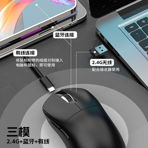 H8 Tri Mode Wireless Mouse Photoelectric 4 Buttons Programmable For Gaming Office Laptop <b>Desktop</b> Use - Product Image 3