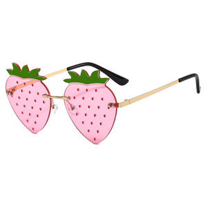 2022 New Gold Frameless Strawberry Sunglasses Female Fashion Gradient Lens <strong>Party</strong> <strong>Glasses</strong> - Product Image 6