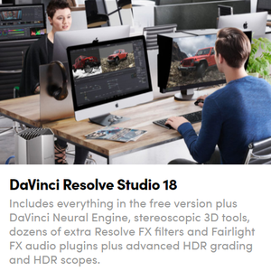 Download su OneDrive per Mac/Windows di Da Vinci Resolve <span class=keywords><strong>Studio</strong></span> 18, Versione Professionale per Editing, Colorazione, Effetti e Post-Produzione Audio - Product Image 2