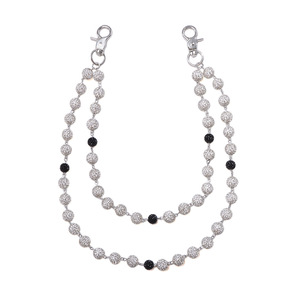 โซ่คล้องตัวแฟชั่น ขนาด 12 มม. สีดำและสีขาว ประดับลูกปัดวิบวับ โซ่คล้องกางเกง สไตล์ฮิปฮอป สำหรับงานปาร์ตี้ ทำจากโลหะผสมสังกะสี ตัวเรือนแบบวงแหวนคู่ - Product Image 5