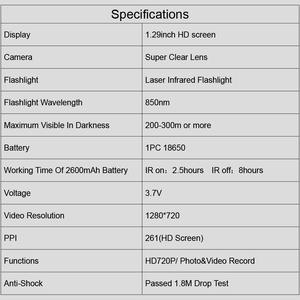 Gafas de visión nocturna de alta potencia Pantalla HD a todo color 4MP 6X Zoom óptico Estabilización de imagen Láser Linterna infrarroja 200-300m - Product Image 5