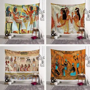 Égypte impression 3D toile de fond tissu tenture murale religion ancienne égyptienne tapisserie historique pour chambre