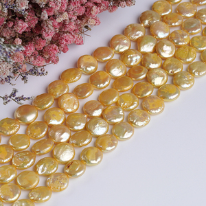 เม็ดไข่มุกน้ำจืดสีทองขนาด10-11มม. ลูกปัดหลวมสำหรับทำเครื่องประดับแบบทำมือ - Product Image 1