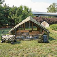 Tenda Udara Portabel Hijau 12 Meter Persegi Empat Musim, Anti UV, Kain Oxford Tahan Air, Pembukaan Otomatis Cepat AB