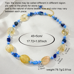 Collar de moda con cuentas únicas para mujer con citrino y lapislázuli para accesorios de festivales de verano - Product Image 4