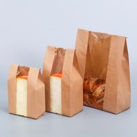 Sacs en papier d'emballage jetables spéciaux de boulangerie de restauration rapide personnalisée de vente chaude d'usine de papier pour pain grillé sandwich avec fenêtre transparente