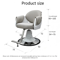 Fauteuil de Barbier Hydraulique Moderne en Acier Inoxydable, Chaise de Coiffure Professionnelle à Hauteur Réglable pour Salon