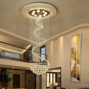 Very Long Hanging Staircase Pendant Lights Modern Spiral Sphere <b>Crystal</b> Drop <b>Chandelier</b> Light - Product Image 6