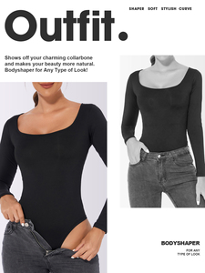 S 3XL contrôle du ventre Nylon Spandex body Mujer élégant une pièce noir femmes sans couture à manches longues Corset hauts pour les femmes