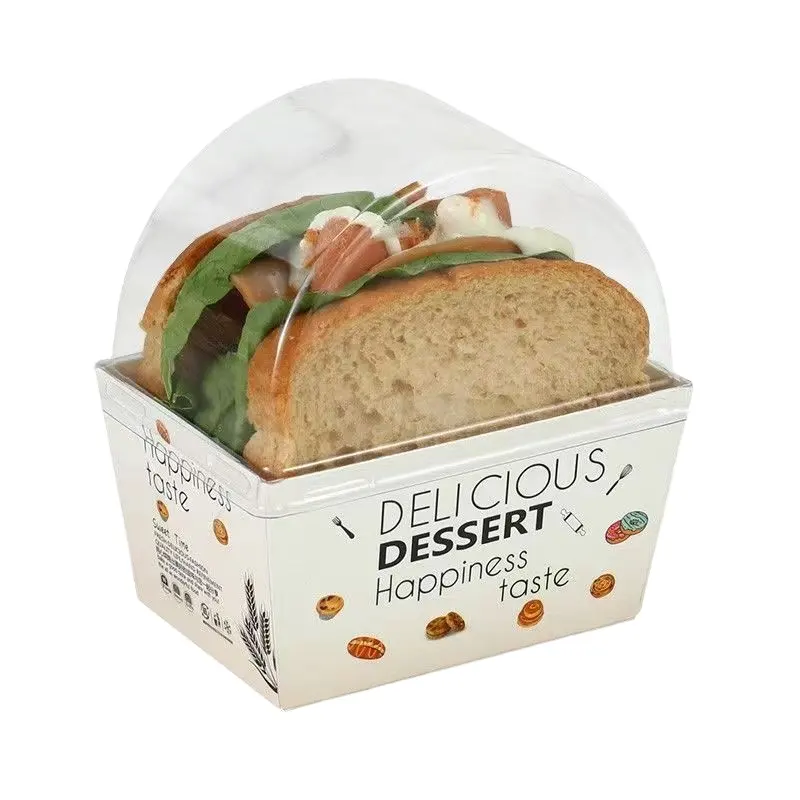 Индивидуальная печать высокого качества сэндвич толстый яичный тост завтрак хлеб десерт упаковка бумажная коробка с прозрачным окном