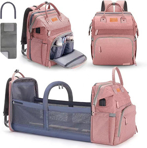 Sac à dos à langer pliable grande capacité pour bébé, sac de voyage portable en tissu Oxford pour maternité - Product Image 1