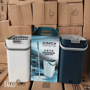 Ensemble de vadrouille en acier inoxydable à sec et humide avec <span class=keywords><strong>seau</strong></span> Vadrouille plate en fibre superfine Sans <span class=keywords><strong>lavage</strong></span> à l'eau Poignée en acier Type d'essorage-pour usage domestique - Product Image 2