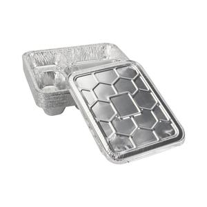 Disposable Aluminum Foil Lunch Box 4 Compartment With Lid Microwave Safe Rectangle Takeout Packaging - Product Image 2