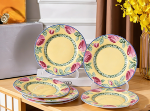 Platos de Cerámica con Diseño Floral Retro Americano, Paquete de 6 Piezas, 22 cm, Ideales para Regalos y Bodas, Gran Venta - Product Image 4