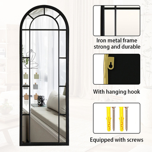 Đương Đại Cổ vòm đầy đủ tường gương tùy chỉnh nhà máy khách sạn hiện đại vàng đen sắt kim loại khung Tempered gương - Product Image 2