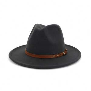 X3026 Sombrero Fedora Unisex de Lana, Sombrero Panamá con Hebilla, Gorra Jazz de Lana - Product Image 6