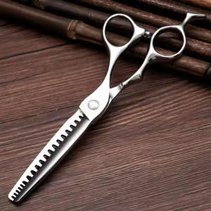 กรรไกรตัดผมทรงปอมปาดัวร์ HJ สำหรับผู้ชาย ขนาด 6 นิ้ว กรรไกรซอยผม สแตนเลส SUS440C สำหรับคนถนัดขวา อุปกรณ์จัดแต่งทรงผม - Product Image 1