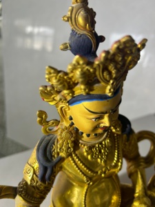 Estatua de Jambhala tallada en cobre Feng Shui hecha a medida, amarilla para creencia religiosa, ceremonia de apertura, adoración, oración por bendiciones - Product Image 2