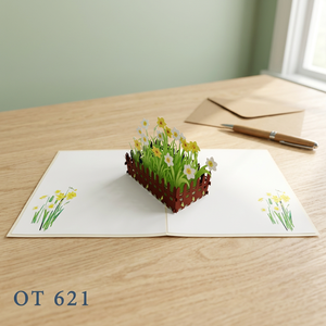 Carte de vœux 3D artisanale vietnamienne en forme de fleurs de narcisse, couleurs et tailles personnalisées, art papier, pour mariages, fêtes, événements, logo personnalisé, Viet-craft - Product Image 2