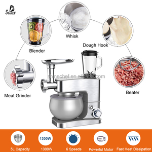 SOHEF 3合1 5L 1300W 立式搅拌机带绞肉机搅拌器附件多合一厨房机器用于搅拌研磨混合 - Product Image 5