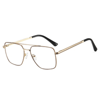 Montura Óptica para Hombre de Acero Inoxidable, Diseño Clásico de Doble Puente, Alta Calidad, Bloqueo de Luz Azul, Personalizable, Aro Completo, a la Moda