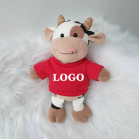 Jouets Songshan : Peluches animales personnalisées de haute qualité avec logo, poupées en tissu imprimées sur t-shirt en polyester, jouets en peluche doux en forme de vache, cadeaux OEM