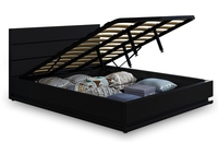 Lit lumineux LED avec cadre en bois, levage à gaz, lampe de lit