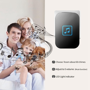 Lumière LED et 60 chansons Alarme de porte de bienvenue pour la sécurité de la maison Sonnette sans fil Smart Chimes Sonnette de porte - Product Image 3