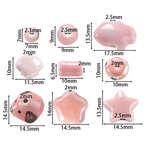 ลูกปัดเซรามิกสีชมพู 8 มม. รูปทรงไม่สม่ำเสมอ สำหรับทำสายคล้องโทรศัพท์ พวงกุญแจ DIY - Product Image 3