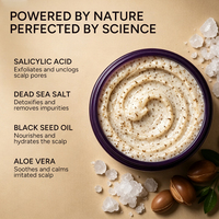 Scrub Kulit Kepala Garam Laut Minyak Habbatussauda Mewah Aroma Tahan Lama Perawatan Kulit Kepala Bernutrisi Label Pribadi