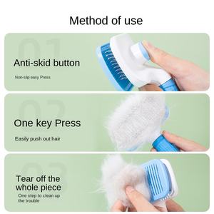 एक टुकड़ा स्वचालित बालों को हटाने कंघी कुत्तों पतली मोटी सुई मालिश ब्रश पर्यावरण अनुकूल क्लासिक जेब्एल प्लास्टिक - Product Image 4