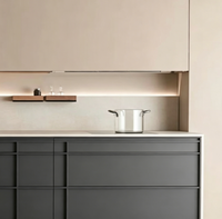 Meubles de cuisine modulaires haut de gamme sur mesure sans poignées, en placage de bois, pour toute la maison, style moderne et luxueux
