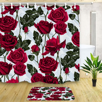 Dont Rideau de douche floral imperméable bon marché Ensemble de rideau de douche 4 pièces