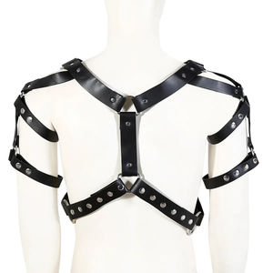 Herren sexy schwarze PU Leder weste Flirten Bondage Harness Homosexuell Mann Unterwäsche Tops Nachtwäsche Sex Wear mit Dildos - Product Image 4