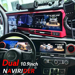 สำหรับรถจี๊ปแรงเลอร์ ปี 2018-2022 จอแสดงผล LCD แผงหน้าปัดคู่ ระบบแอนดรอยด์ มัลติมีเดีย เครื่องเล่นวิดีโอ รองรับ Carplay ระบบนำทาง GPS ระบบ Android Auto - Product Image 1