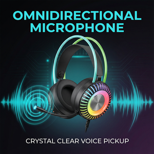 <span class=keywords><strong>Casque</strong></span> filaire RGB PJT-DEP2480 pour le jeu, réduction de bruit avec codec AAC, connecteur USB, vocalisation dynamique pour les voyages - Product Image 5
