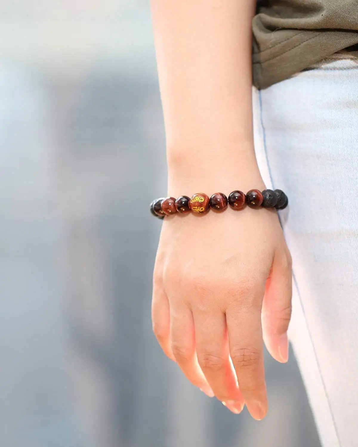 HP Volcanic stone Tiger eye stone bracelet elastic bead bracelets custom bracelet design wholesale