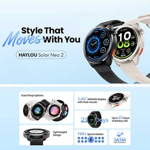 สำหรับ Solar Neo 2 41-43 มม. หน้าจอสัมผัส AMOLED GPS วัดอัตราการเต้นของหัวใจ ตรวจจับการนอนหลับ นาฬิกาปลุก รีโมทคอนโทรล สายรัดข้อมือผ้าสำหรับทุกเพศ - Product Image 4