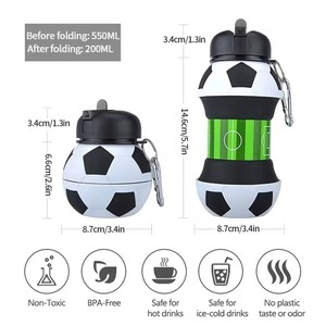 Student Leakproof Portable Water Bottle for Outdoor Sports <b>Kids</b> Foldable Football/Basketball Can Hang <b>Backpack</b> - Product Image 3