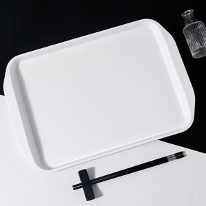 Bandejas para servir al precio de fábrica de China al por mayor bandeja para servir comida de plástico rectangular blanco liso melamina 100% - Product Image 2