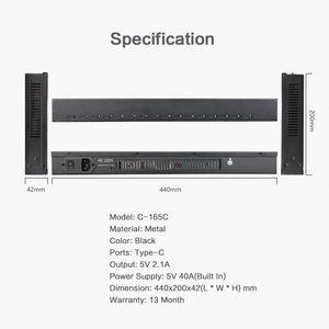 Estaciones de carga portátiles de <span class=keywords><strong>200W</strong></span>, dispositivos de carga rápida para teléfono, USB, C, 16 puertos, Sipolar, 2A - Product Image 4